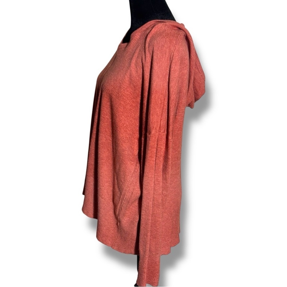 Dreamers Cozy Super Soft Long Sleeve V Neck Rust Hoodie - Picture 4 of 15